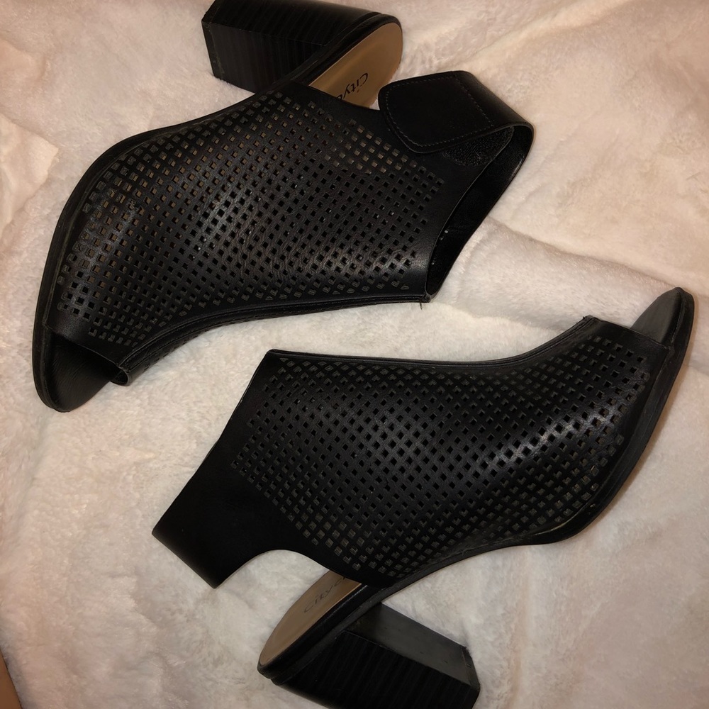 Black open toe booties